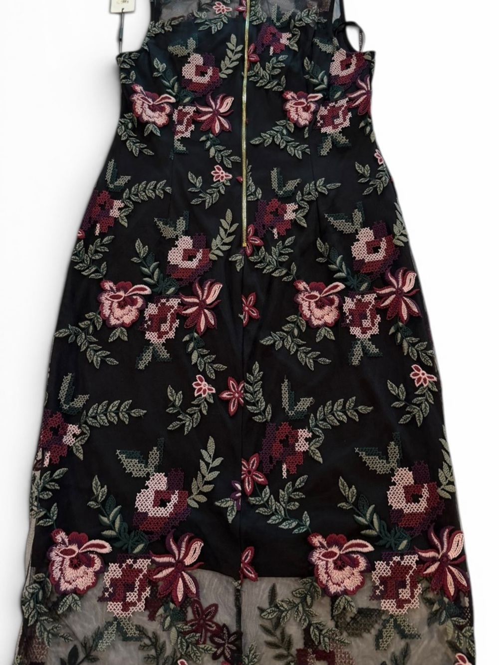 Calvin Klein NWT Black Floral Embroidered Cocktail Dress Size 10 - Picture 5 of 13